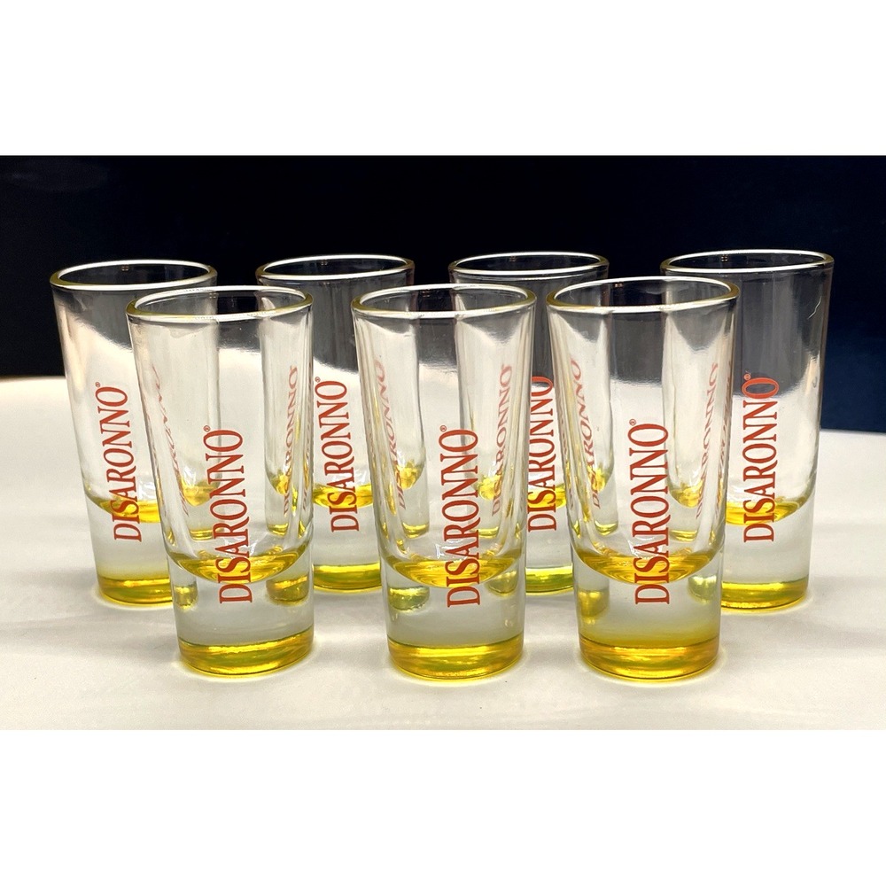 7 Disaronno Italian Gold Venetian Murano Amaretto Liqueur Glasses Barware Shot